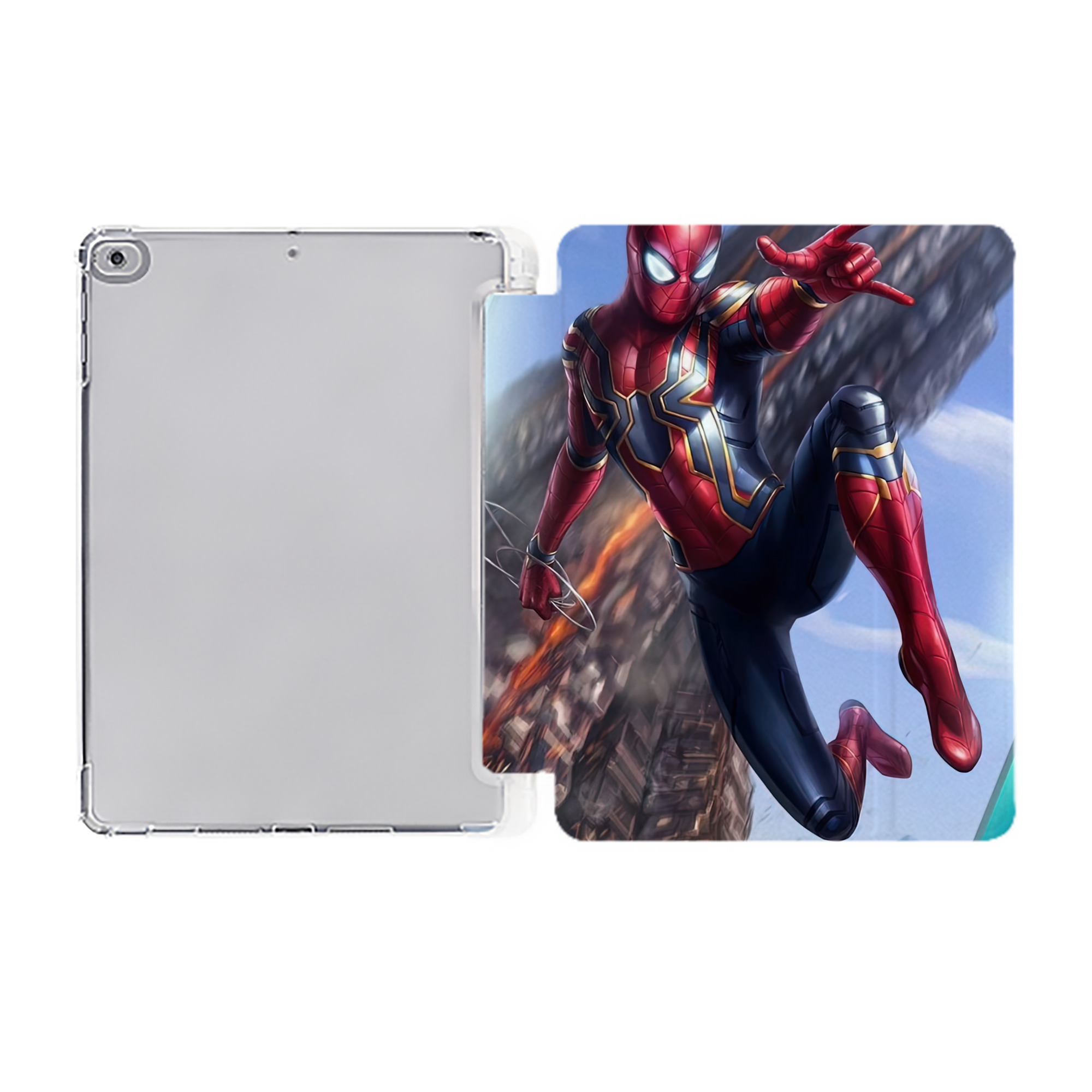 （画像用） Spider Man スパイダーマン IPad ケース ペン収納付き 三つ折りスタンド PUレザー×シリコン 対応機種9.5/10.5/10.9インチ